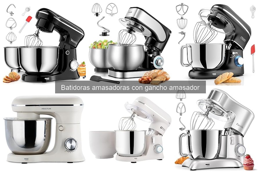 Tipos de batidoras amasadoras con gancho amasador